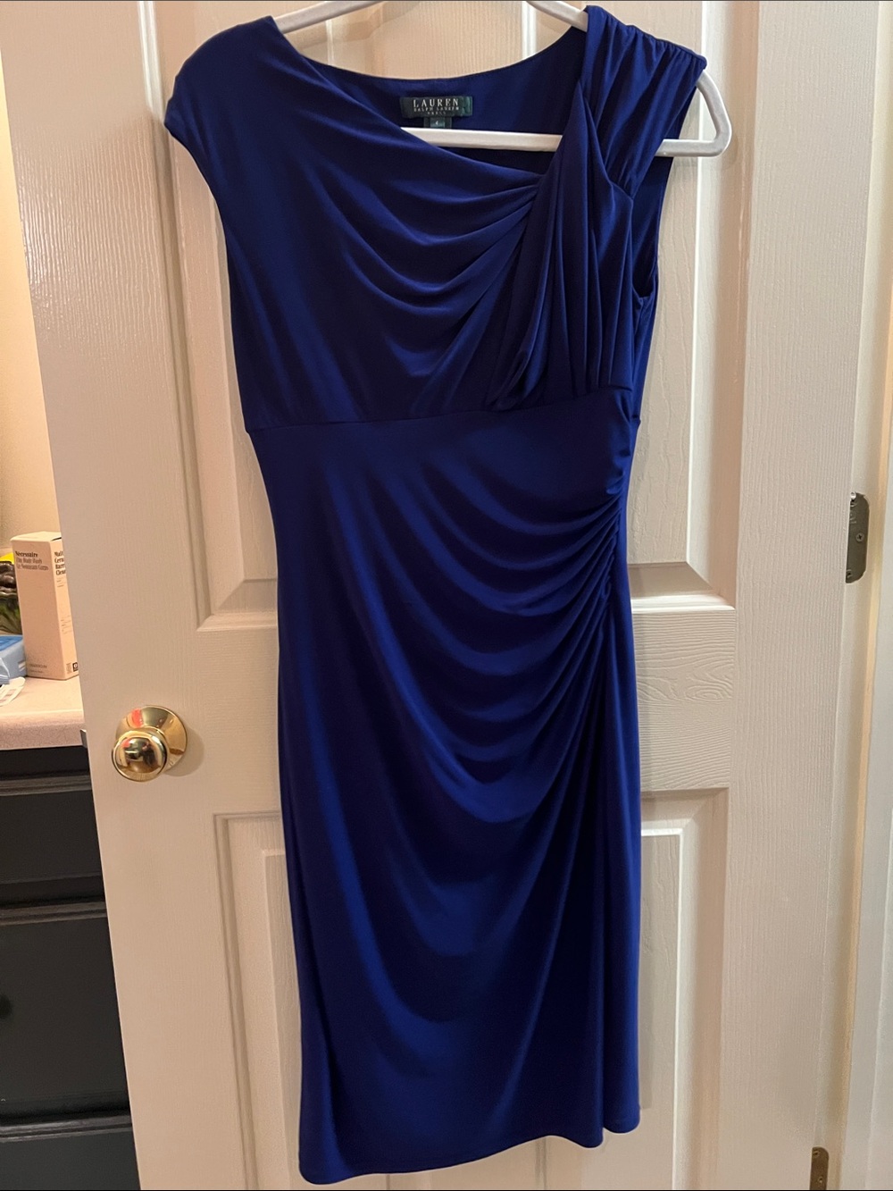 Classic Ruched Royal Blue Dress